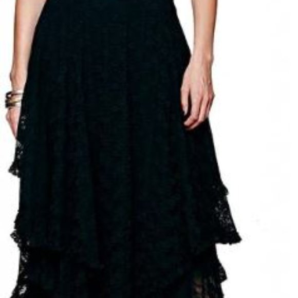 Asymmetrical Layered Lace Maxi Dress + Slip by R.Vivimos - Picture 2 of 2